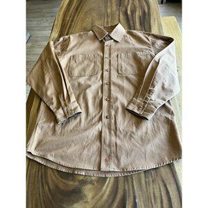 Jesse James Shirt Men's Medium Tan/Brown Industrial Workwear Long Sleeve
